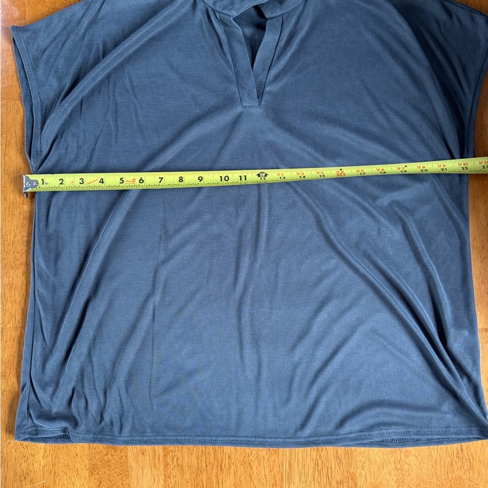 Green Envelope Gray Dolman Sleeve V Neck Collared Polo Blouse Size XL - Picture 4 of 7